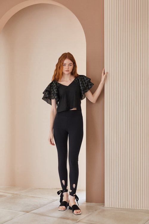 Легинсы с высокой талией и бантом Slim Fit Black