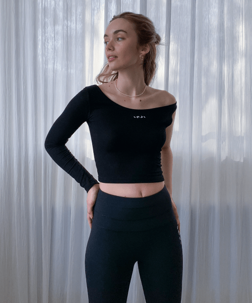 Многослойный топ в рубчик BLACK