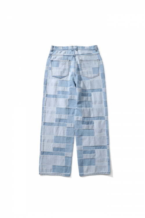 Blueborn Wide Pattern Denim Pants Light Blue