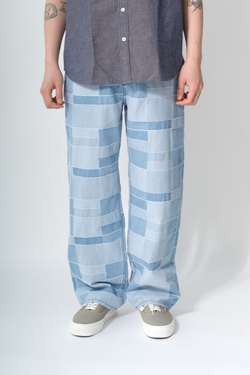 Blueborn Wide Pattern Denim Pants Light Blue