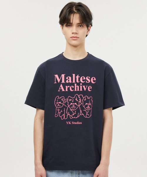 Maltese Archive-Print T-Shirt_Navy