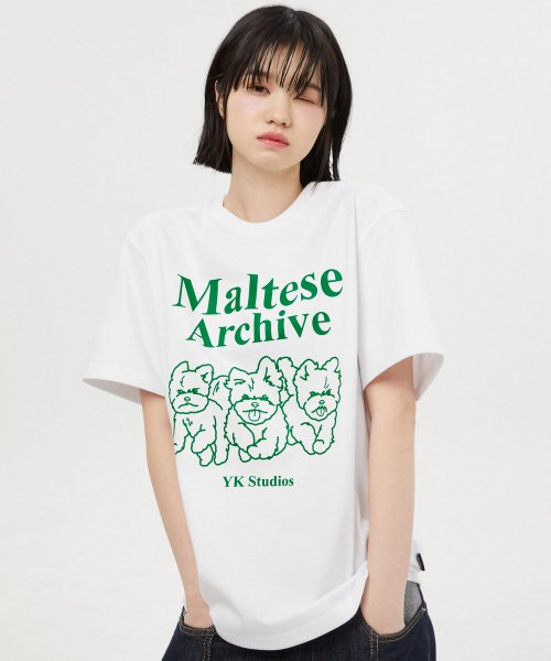 MUSINSA | WAI KEI Maltese Archive Line Graphic Short Sleeve T