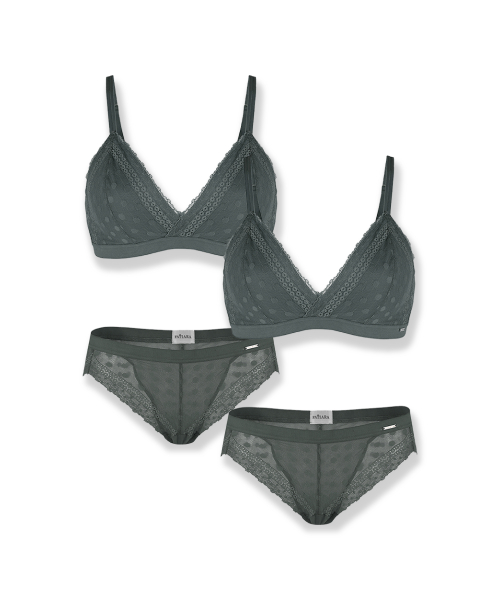 DOT LACE BRALETTE PANTY 4PCS PACKAGE SET