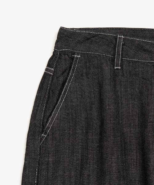 натуральный лен деним вайд брюки (WASHED черный)