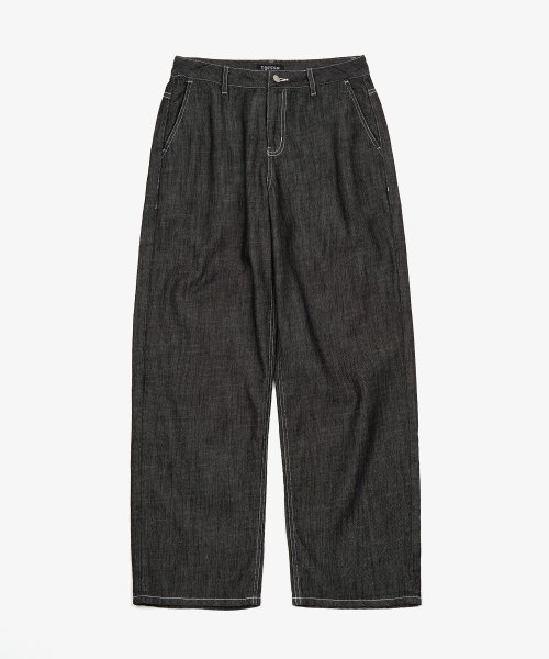 натуральный лен деним вайд брюки (WASHED черный)