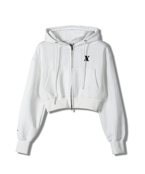AV LOGO CROP HOOD ZIP-UP PIGMENT серый