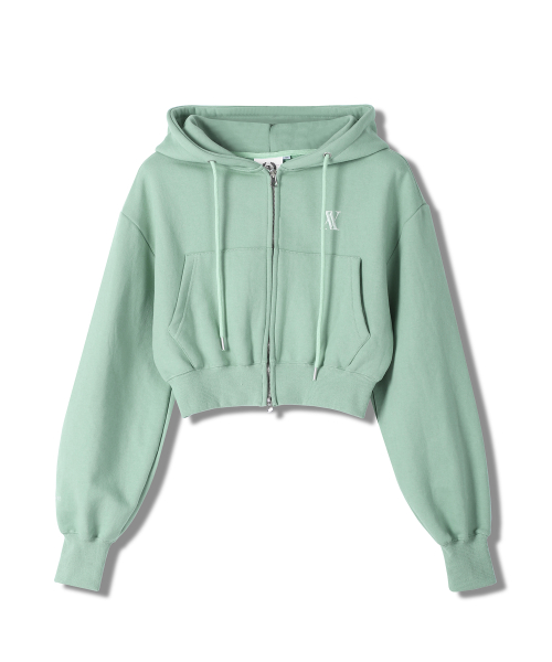 AV LOGO CROP HOOD ZIP-UP PIGMENT серый