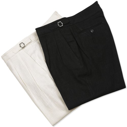 MUSINSA | SORTIE 8s Linen Side-adjust Trousers (Ivory)