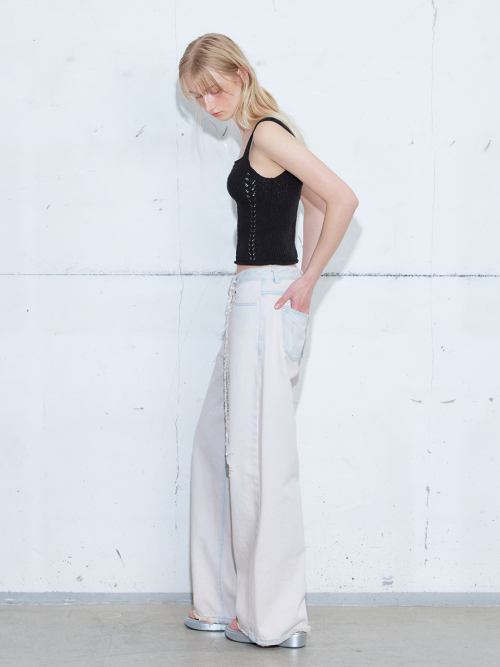 Ribbed Sleeveless трикотаж Top, черный