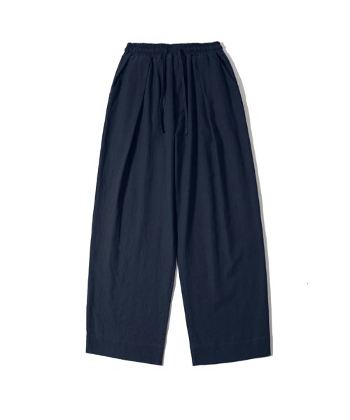 Льняные брюки на резинке [Wide fit]_Navy_Унисекс