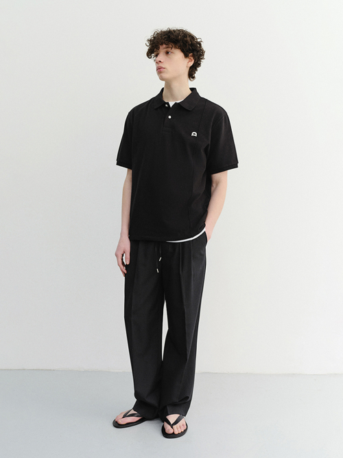 LEATHER LOGO поло SHIRT_UNISEX_UDTS6B122_BLACK