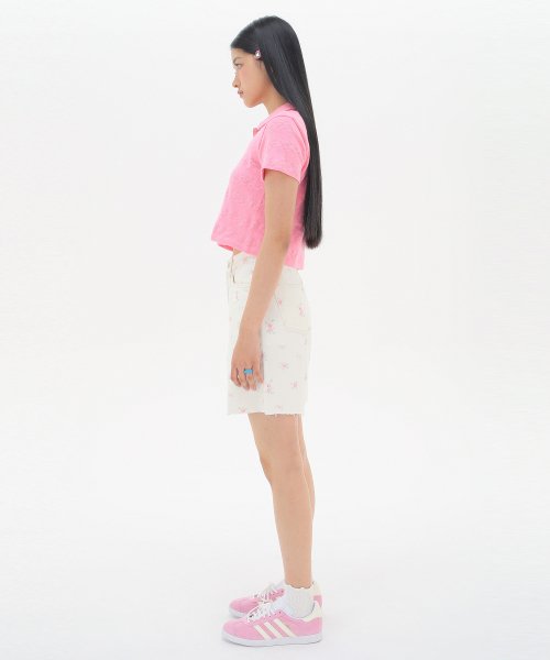 Укороченная футболка поло Crop PK T-shirts_Pink