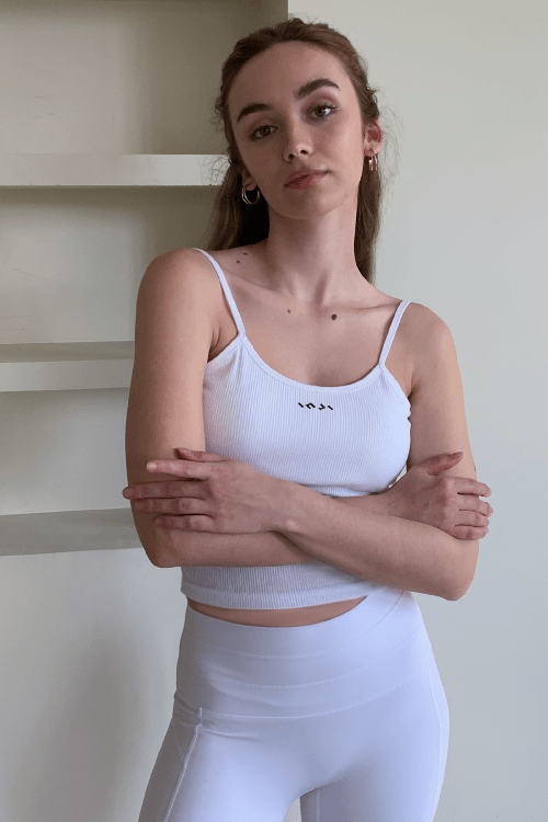 Топ на бретелях со съемными чашками White