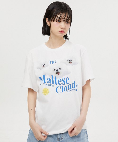 MUSINSA | ワイケイ Maltese Cloudy Short Sleeve T-shirt White