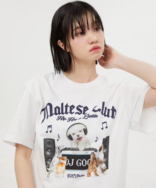 MUSINSA | WAI KEI Maltese DJ Club Short Sleeve T-shirt White