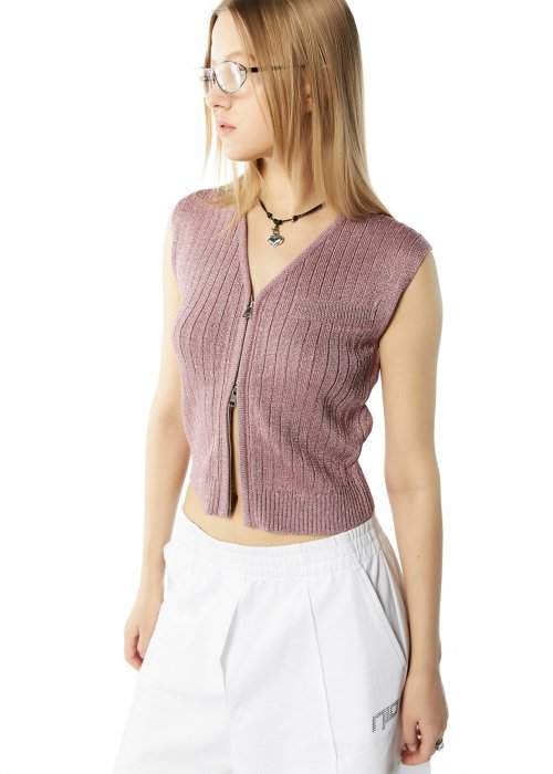 METALIC CROPPED трикотаж жилет