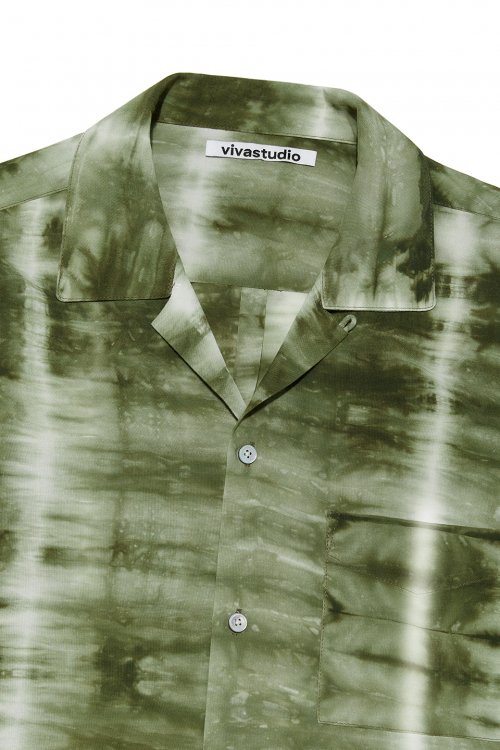 COLLAR TIE DYE HALF SHIRT [GREEN]