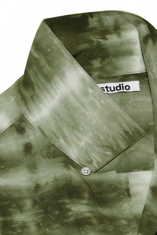 COLLAR TIE DYE HALF SHIRT [GREEN]