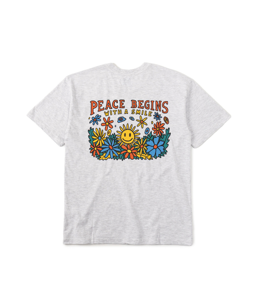 MUSINSA | BIGWAVE COLLECTIVE PEACE BEGINS SMILE T-SHIRT (2 COLOR)