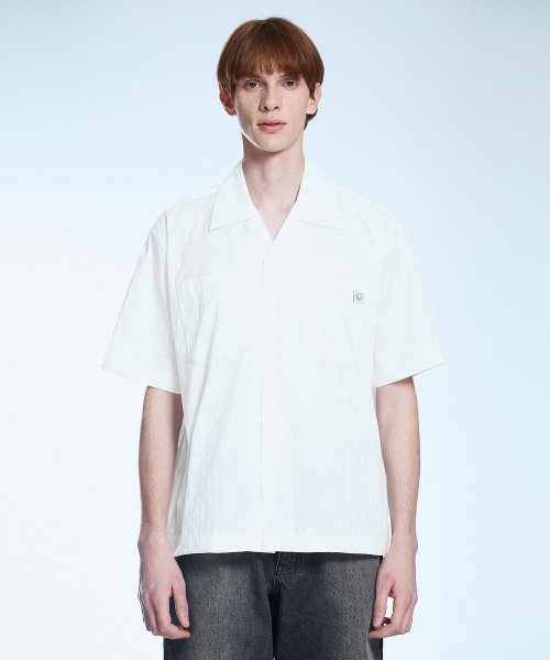 MUSINSA | SECONDMONO Metal company open collar shirt white