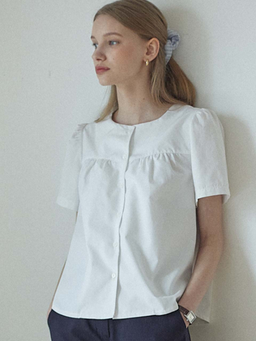 julia shirring blouse - белый