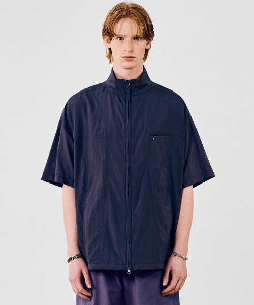 CURVED NYLON HALF JACKET [PURPLE]