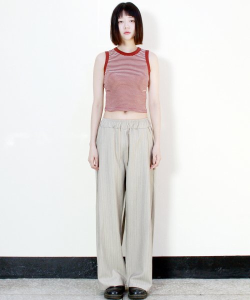 Широкие брюки в полоску Side One Tuck Beige (весна/лето)