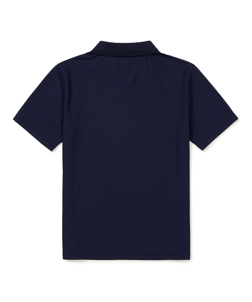 [23SS clove] logo waffle half-zip t-shirt тёмно-синий