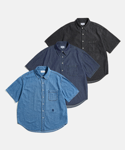 Crest Denim S/S Over Shirt Light Black thumbnail 3
