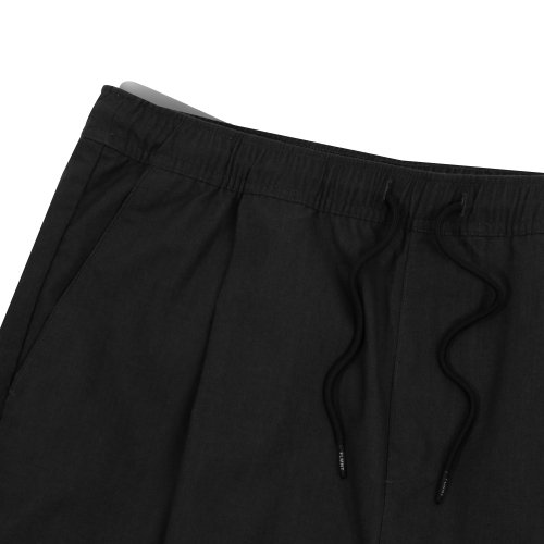 Свободные льняные брюки на резинке - Black