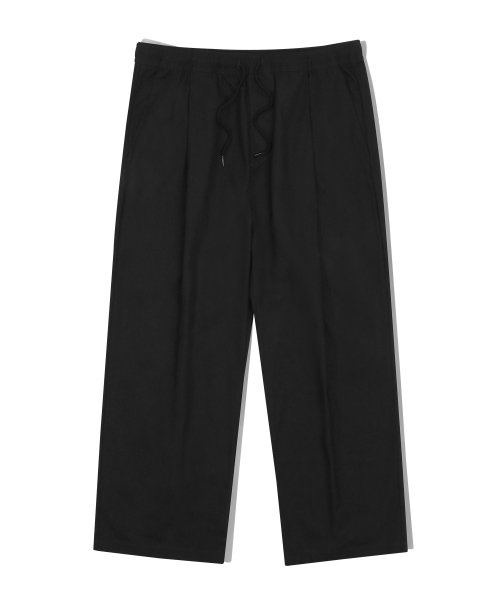 Свободные льняные брюки на резинке - Black