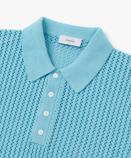 Ажурный полуоткрытый трикотаж на 4 кнопки — Light Blue