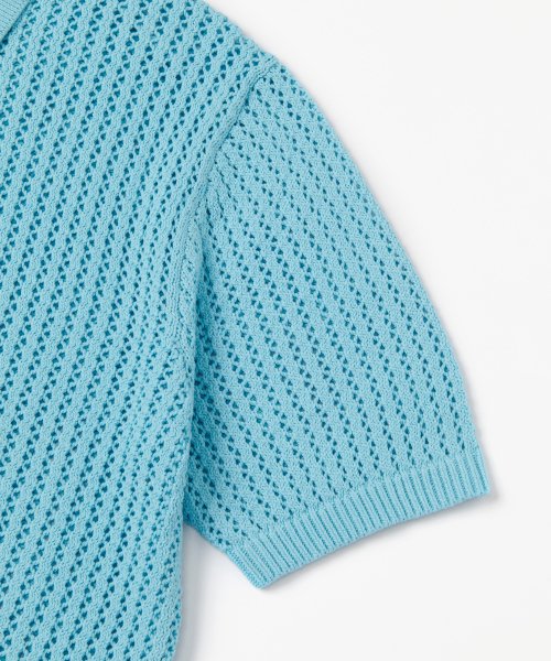 Ажурный полуоткрытый трикотаж на 4 кнопки — Light Blue
