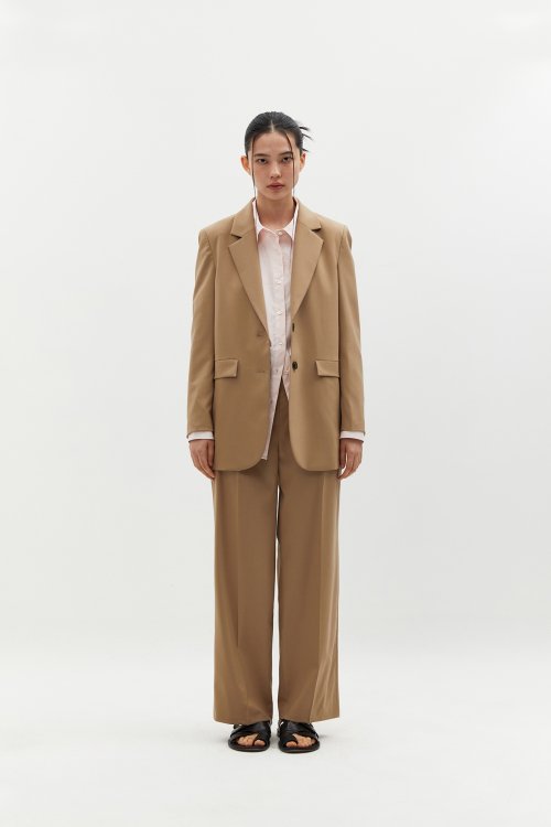 Минималистичный шерстяной блейзер на 2 пуговицах (Beige)