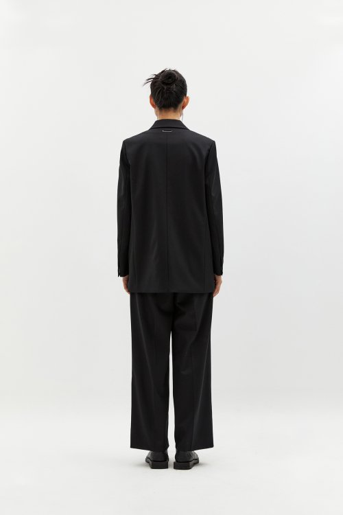 Шерстяные брюки semi-wide с двумя складками (Black)