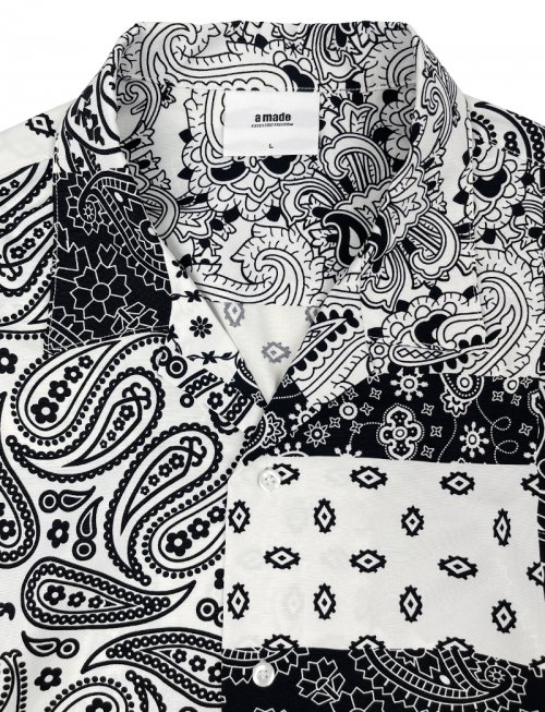 Бандана пейсли оверсайз атласная рубашка (Black)