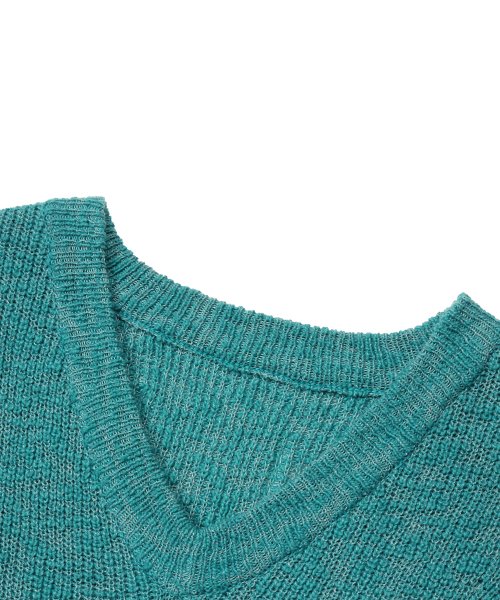 Свободный ажурный жилет TEAL GREEN