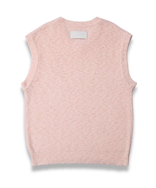 Свободный вязаный жилет ажурной вязки PINK