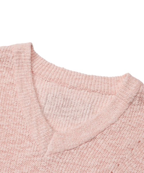 Свободный вязаный жилет ажурной вязки PINK
