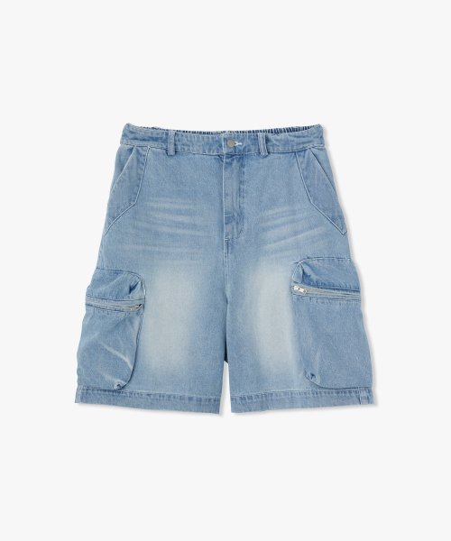 Washed карго джинсовые шорты — Light Indigo