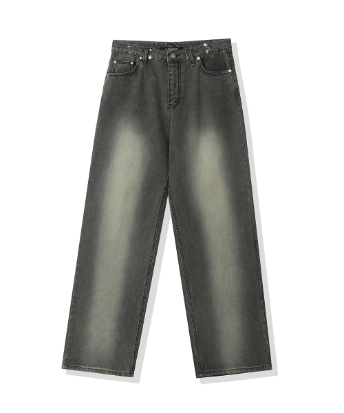 BUCKLE WIDE DENIM PANTS WASHING LIGHT BLUE