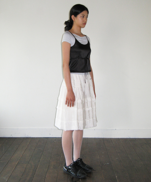 MUSINSA | SINOON RUFFLE FLARED SKIRT (WHITE)