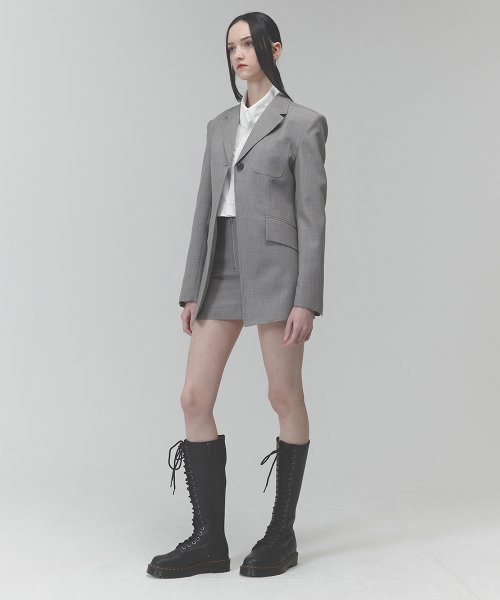 Однобортный блейзер RA на одной пуговице [GRAY]