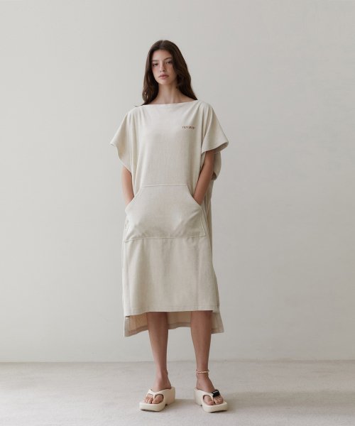RVIS terry twoway poncho cream