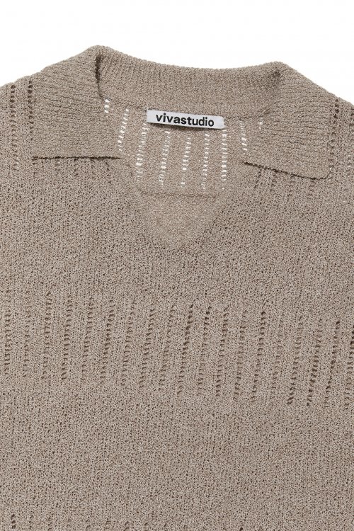 COLLAR PANNEL HALF KNIT [LIGHT BEIGE]