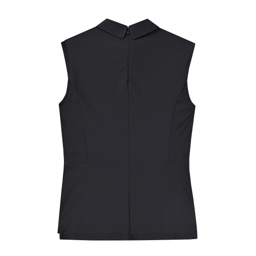 Back Zip-up Sleeveless Shirts_Black