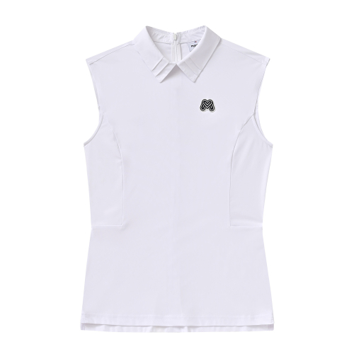 Back Zip-up Sleeveless Shirts_White