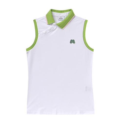 Shoulder Button Sleeveless Shirts_White