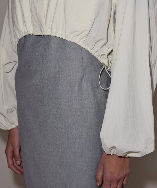 DOUBLE STRIPE STRING CROP JACKET - CREAM