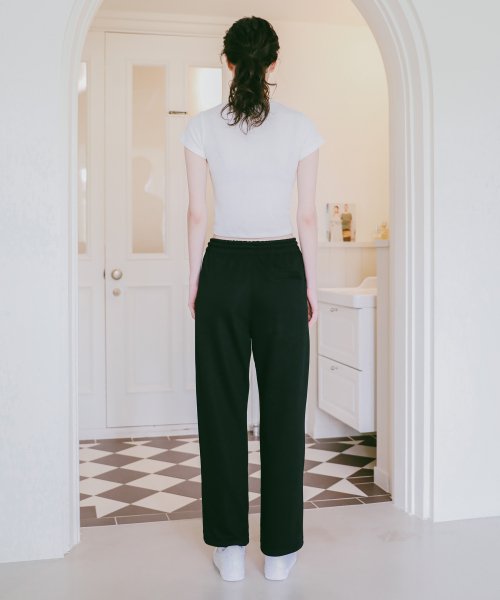 Wide pintuck pants Black